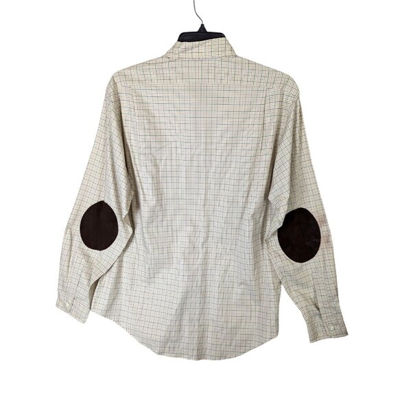 Ralph Lauren Men size XL Plaid Button Up Shirt Suede Elbow Patches Equestrian - Picture 16 of 16